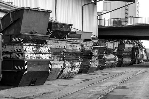 Enclosed lockable skip placed in a residential area of Poplar