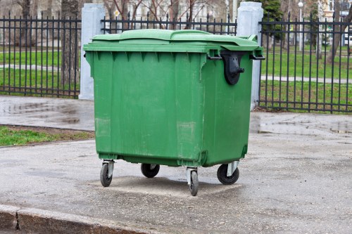 Construction site with organized waste removal